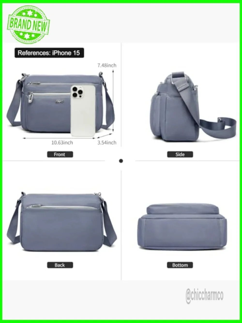 Waterproof Nylon Crossbody Hobo Bag Lightweight Casual Shoulder Purse